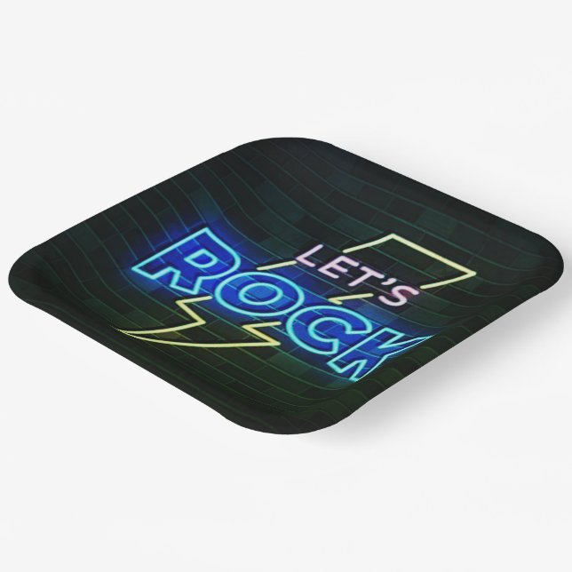 Let's Rock Lightning Bolt 2 Paper Plates (Angled)