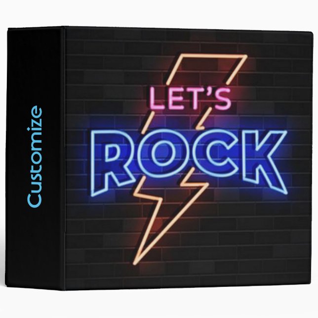 Let's Rock Lightning Bolt 3 Ring Binder (Front/Spine)