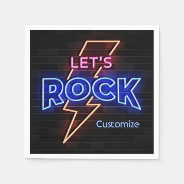 Let's Rock Lightning Bolt Napkins (Front)