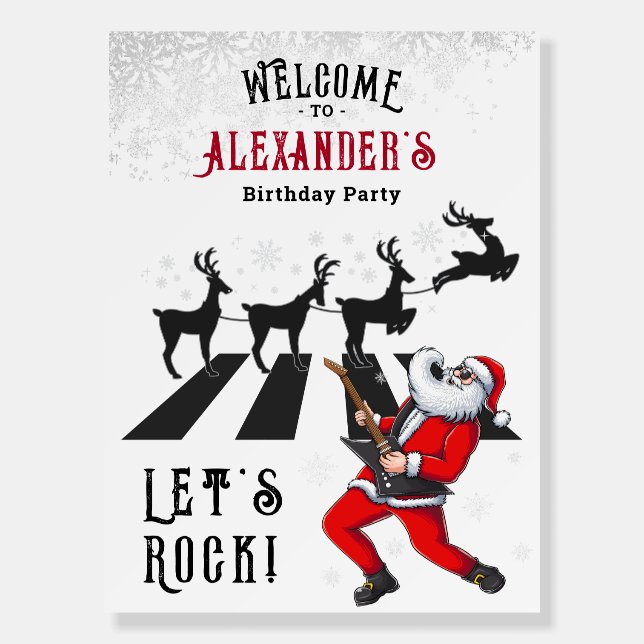 Let's Rock N Roll Santa Reindeer Rockin' Birthday Foam Board (Front)