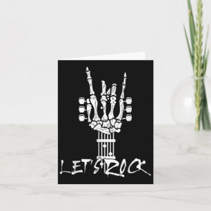 Lets Rock On Halloween Rock And Roll Skeleton Hand Card