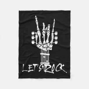 Lets Rock On Halloween Rock And Roll Skeleton Hand Fleece Blanket