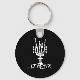 Lets Rock On Halloween Rock And Roll Skeleton Hand Keychain