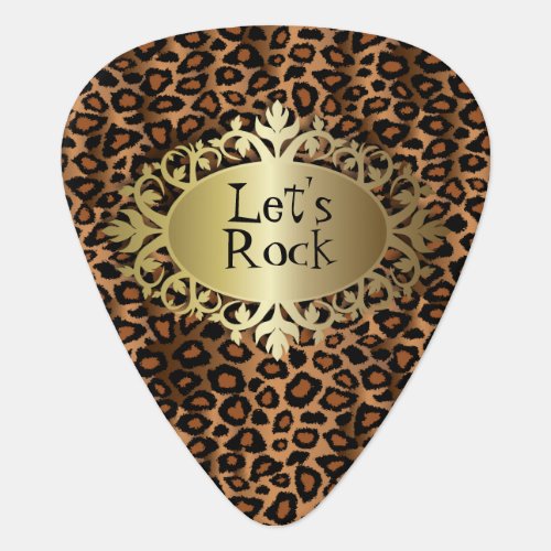Lets Rock Out Fun Leopard Animal Print Guitar Pick