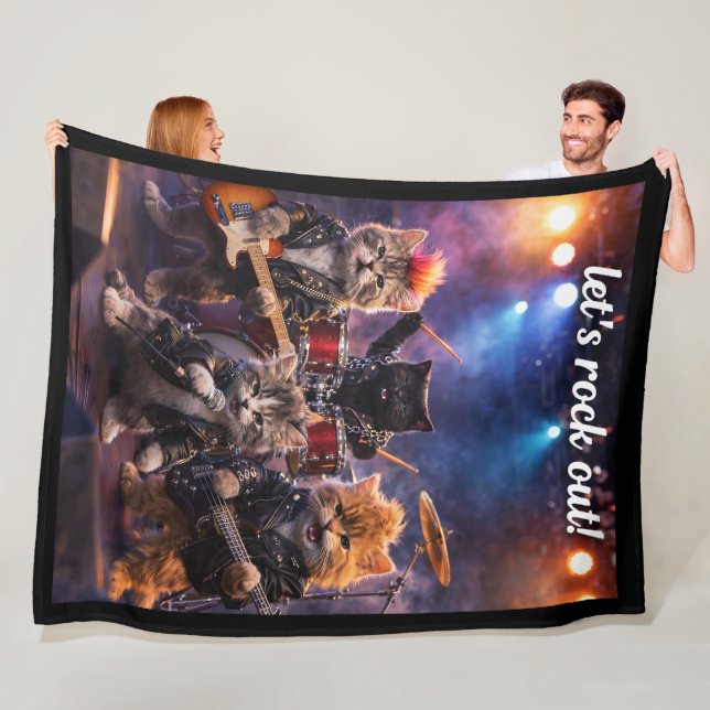 Let's rock out rockstar punk band kittens fleece b blanket (In Situ)