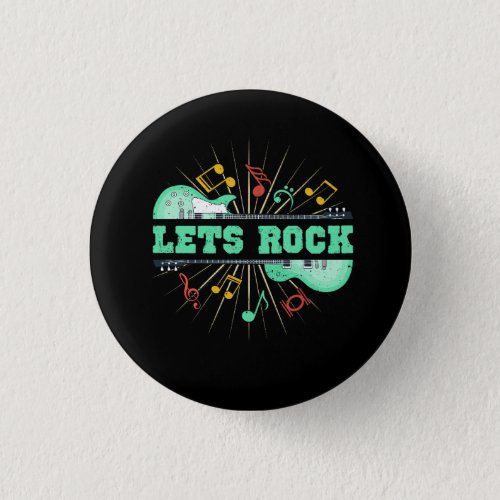 Lets Rock Retro Music Rock And Roll Guitar  Note M Button