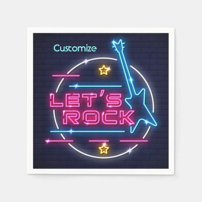 Let's Rock Retro Neon  Napkins (Front)