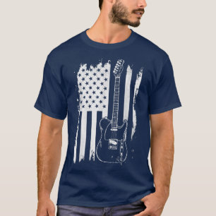 Lets Rock Rock n Roll Guitar Retro USA Flag Music T-Shirt