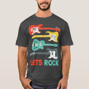 Lets Rock Rock n Roll Guitar Vintage Retro Music T-Shirt