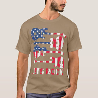 Lets Rock Rock n Roll Patriotic Guitar Music T-Shirt