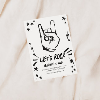 Let's Rock Rock n' Roll Theme Birthday Invite
