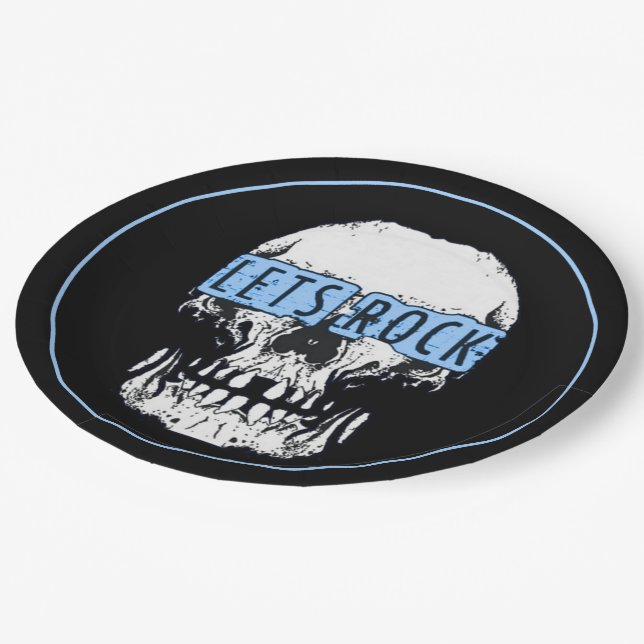 Let's Rock Skull Paper Plates (Angled)