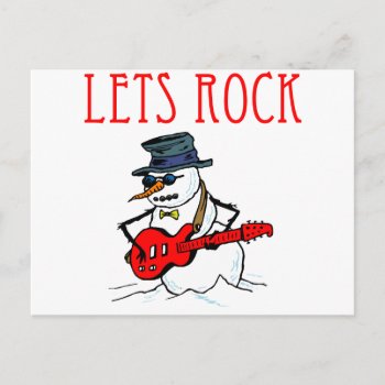 Let's Rock Snowman Postcard by OneStopGiftShop at Zazzle