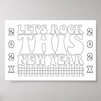 Let's Rock This New Year Coloring Poster