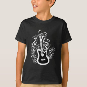 Let's Rock,White music notes&Guitar_ T-Shirt