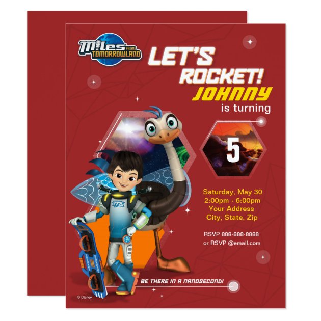 Let's Rocket! Miles From Tomorrowland Birthday Invitation