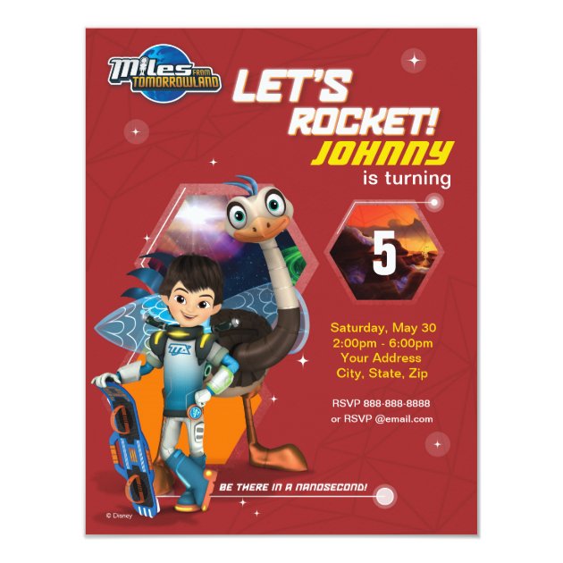 Let's Rocket! Miles From Tomorrowland Birthday Invitation