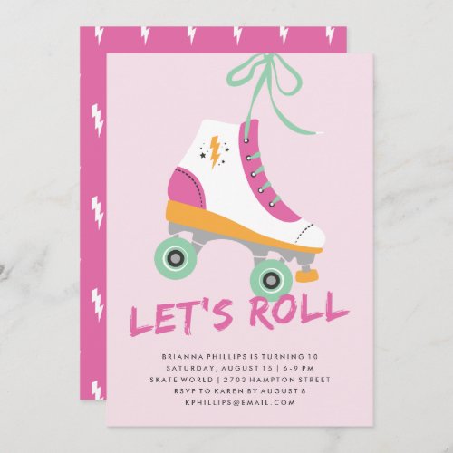 Lets Roll Birthday Invitation _ Magenta