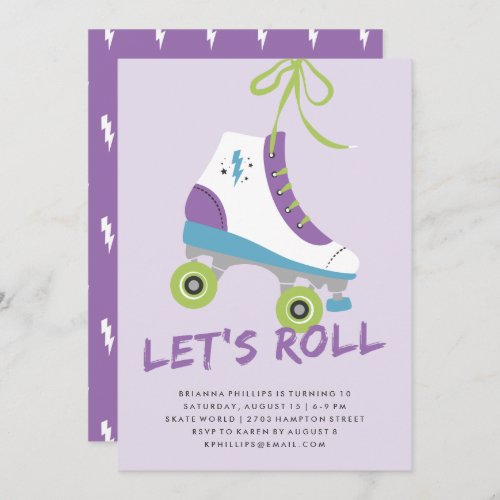 Lets Roll Birthday Invitation _ Violet