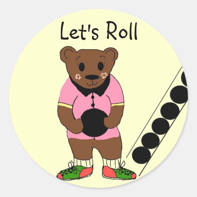 Let's Roll -  Bowling Classic Round Sticker (Front)