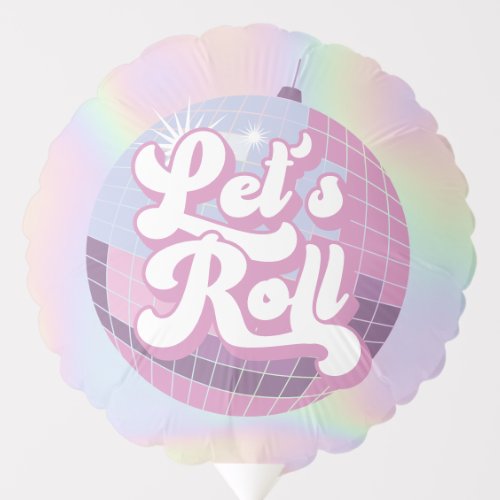 Lets Roll Fun Retro Roller Skating Girls Birthday Balloon