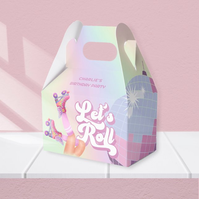 Let's Roll Fun Retro Roller Skating Girls Birthday Favor Boxes (Creator Uploaded)