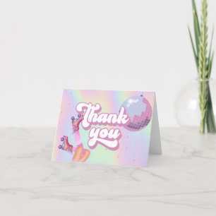 Let's Roll Fun Retro Roller Skating Girls Birthday Letterpress Thank You Card