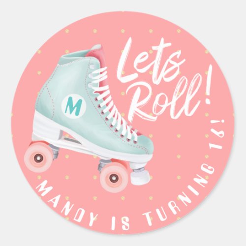 Lets Roll Fun Retro Throwback Rollerskating Vibe Classic Round Sticker