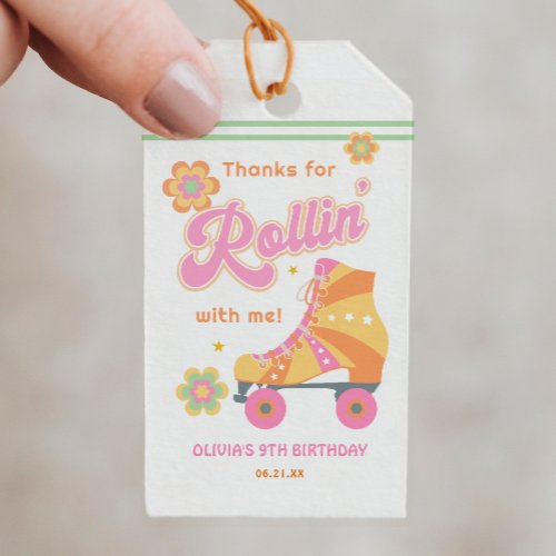 Lets Roll Girl Roller Skating Birthday Party Gift Tags