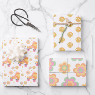 Let's Roll Girl Roller Skating Birthday Party  Wrapping Paper Sheets