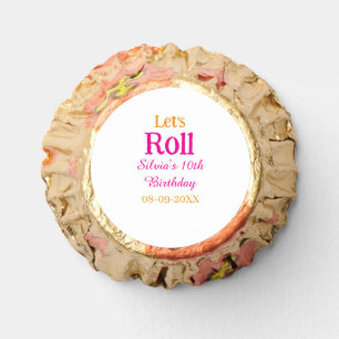 Let's roll happy 10th birthday add name retro pink reese's peanut butter cups