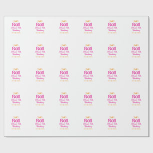 Let's roll happy 10th birthday add name retro pink wrapping paper