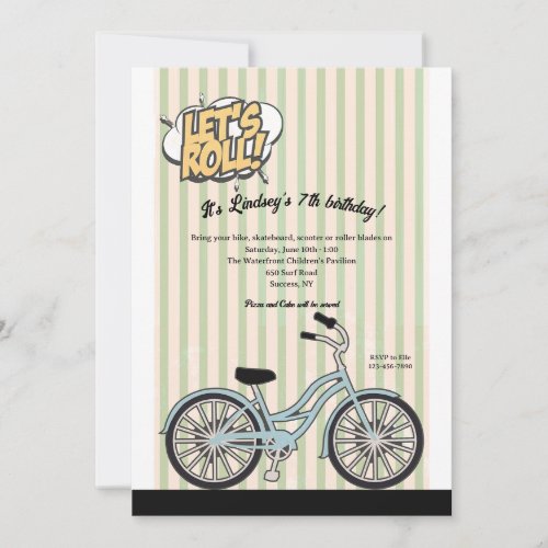 Lets Roll Kids Birthday Party Invitation