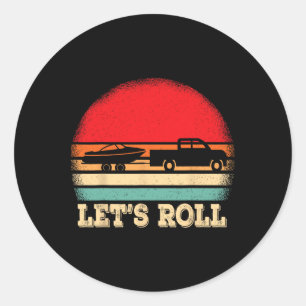 Let's Roll Retro Boating Boat Captain Classic Round Sticker