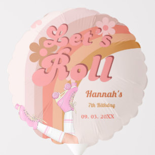 Let's Roll Retro Groovy Roller Skate Birthday Part Balloon
