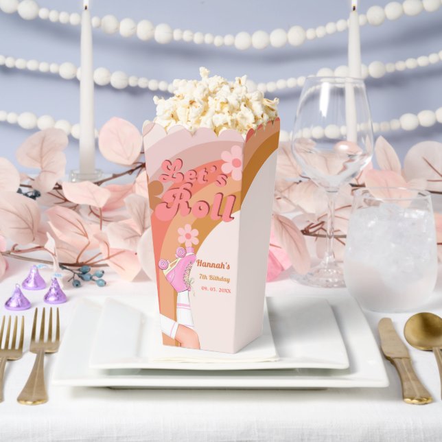 Let's Roll Retro Groovy Roller Skate Birthday Part Favor Boxes (Wedding)