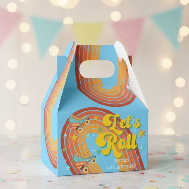Let's roll retro roller kid birthday favor boxes (Creator Uploaded)