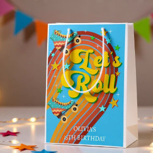 Let's roll roller skate retro disco medium gift bag