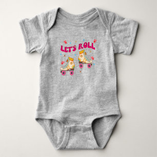 Let's Roll Roller Skate Retro Skater Lovers  Baby Bodysuit