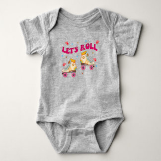Let's Roll Roller Skate Retro Skater Lovers Baby Bodysuit
