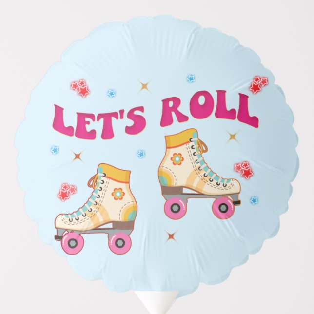 Let's Roll Roller Skate Retro Skater Lovers  Balloon (Front)