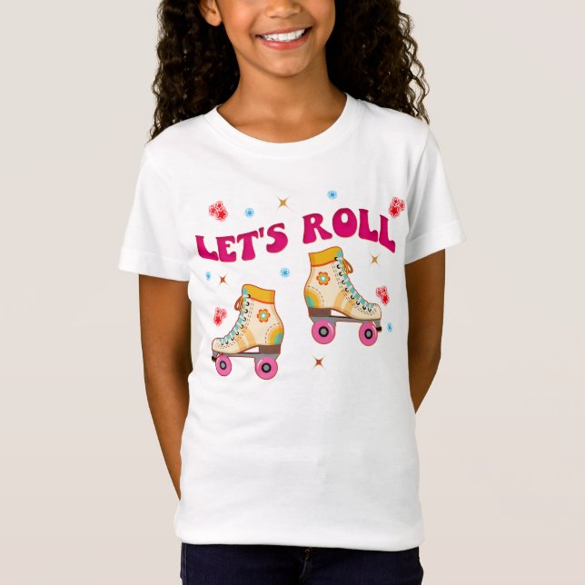 Let's Roll Roller Skate Retro Skater Lovers  T-Shirt (Front)