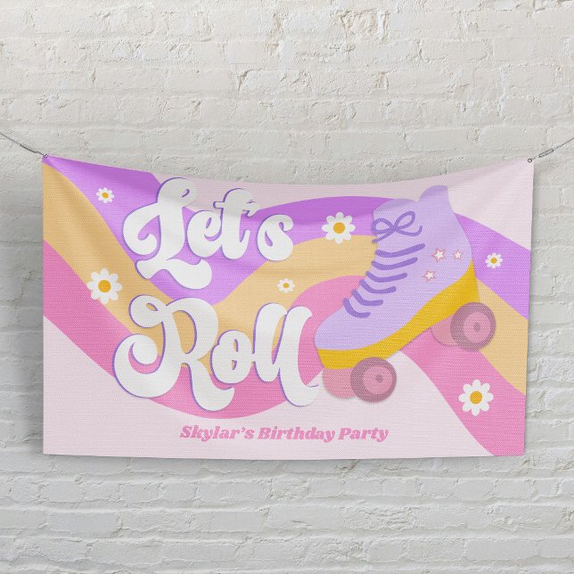 Let's Roll Roller Skate Skating Birthday Party Banner (Creator Uploaded)
