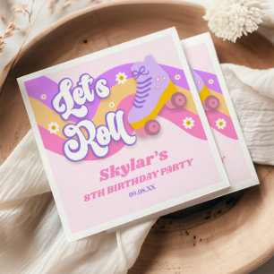 Let's Roll Roller Skate Skating Birthday Party Napkins