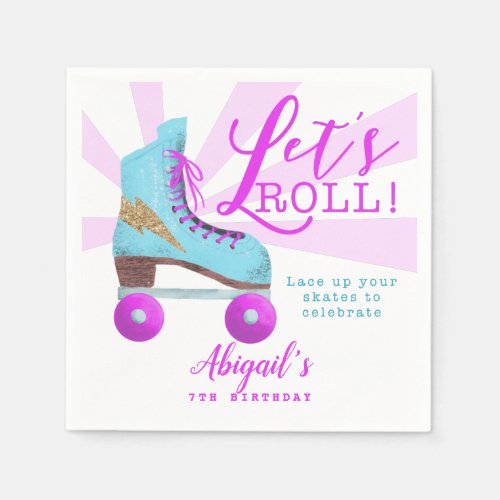 Lets Roll  Roller Skating Birthday Party Napkins