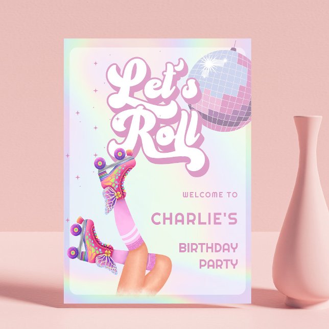 Let's Roll Roller Skating Kids Birthday Party Sign (Creator Uploaded)