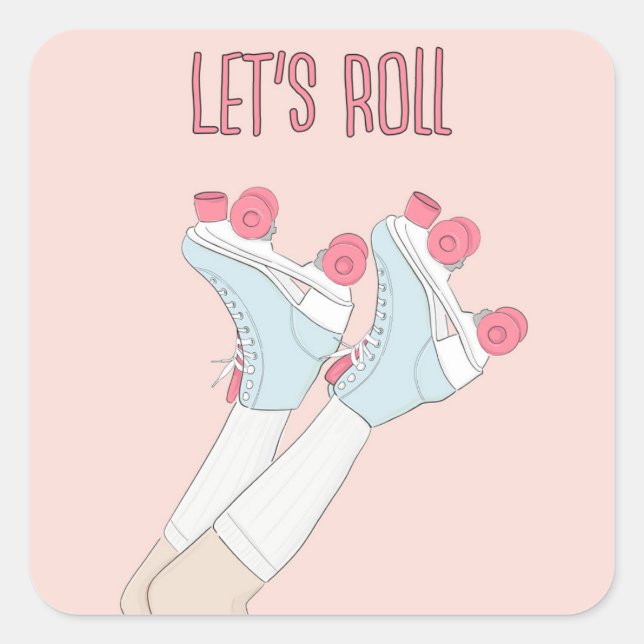 Lets Roll Rollerskate Square Sticker (Front)