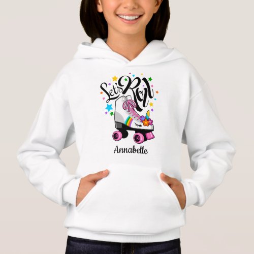 Lets Roll Unicorn Roller skate girls Hoodie