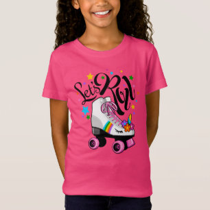 Let's Roll Unicorn Roller skate t-shirt for girls.