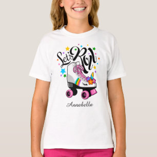 Let's Roll Unicorn Roller skate t-shirt for girls.